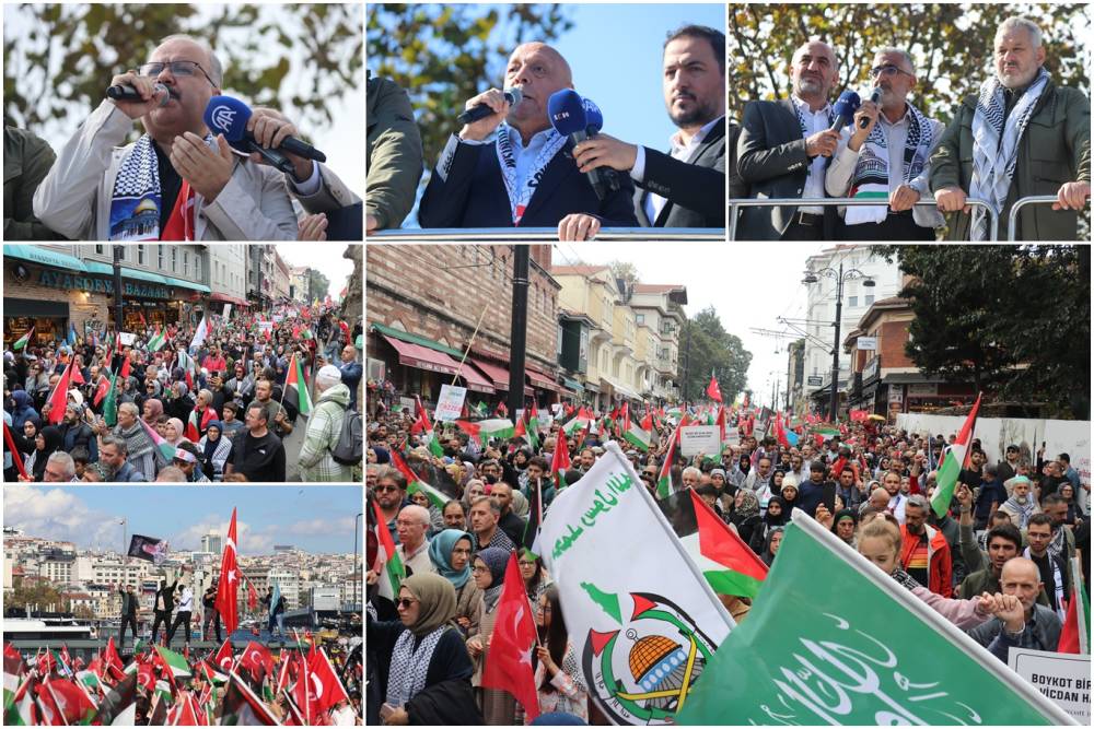 İstanbul'da on binler Gazze ve Özgürlük Filosu'na destek için yürüdü