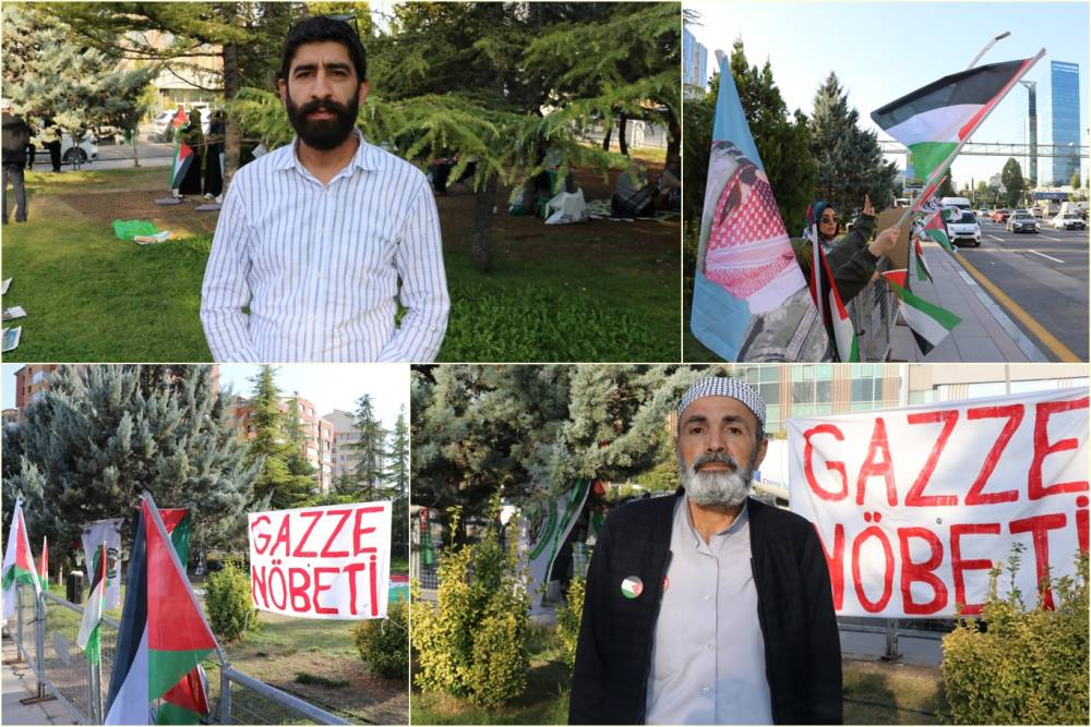 Gazze nöbeti, ABD Büyükelçiliği önünde 38. gününde de devam ediyor